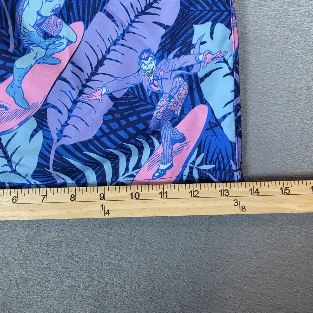 Batman Swim Trunks Mens XL Blue Joker Surfing Tropical Mesh Lined NWT